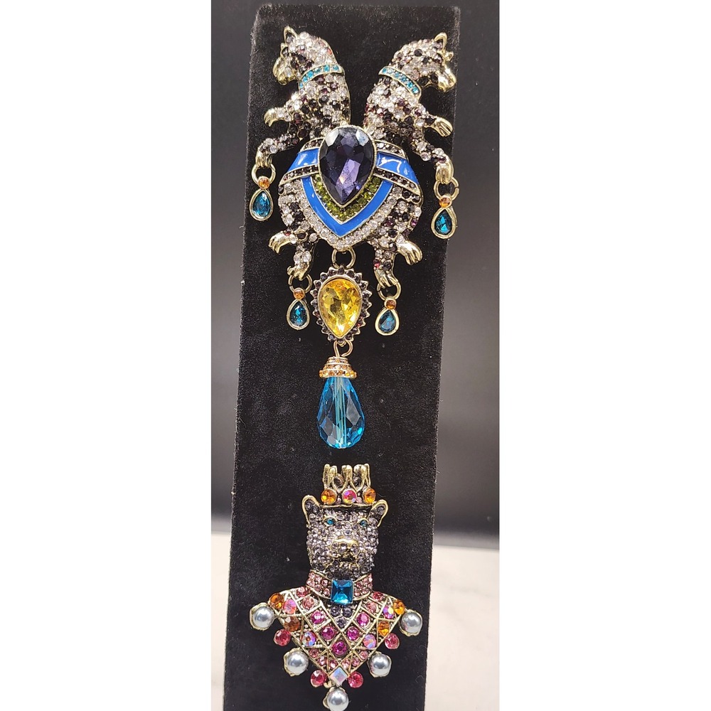 2 Piece Animal Brooch Set Rhinestone Enamel Statement Jewelry Maximalist